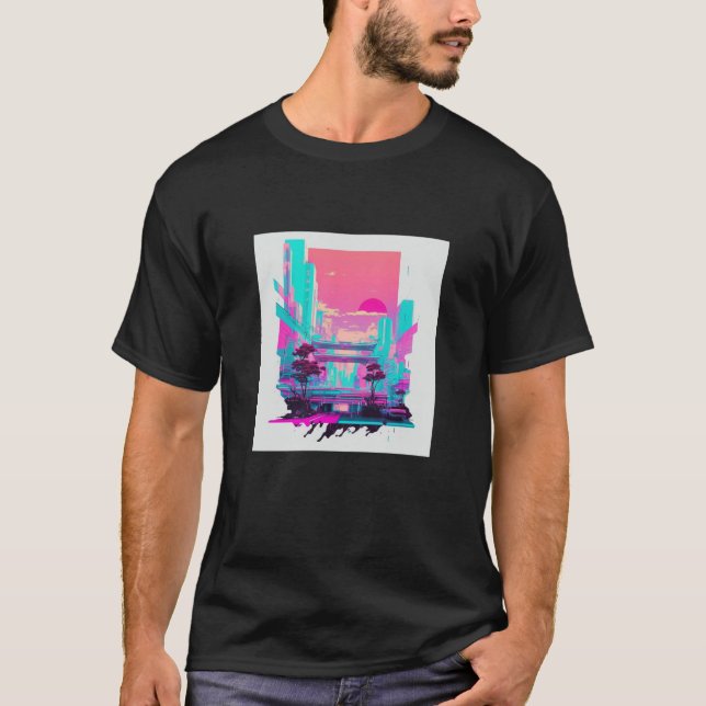 Camiseta Vaperwave Aesthetic Glitch Retrowave Synthwave  11 (Frente)