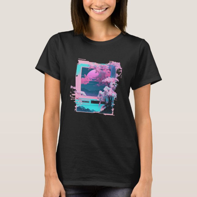 Camiseta Vaperwave Aesthetic Glitch Retrowave Synthwave  7 (Frente)