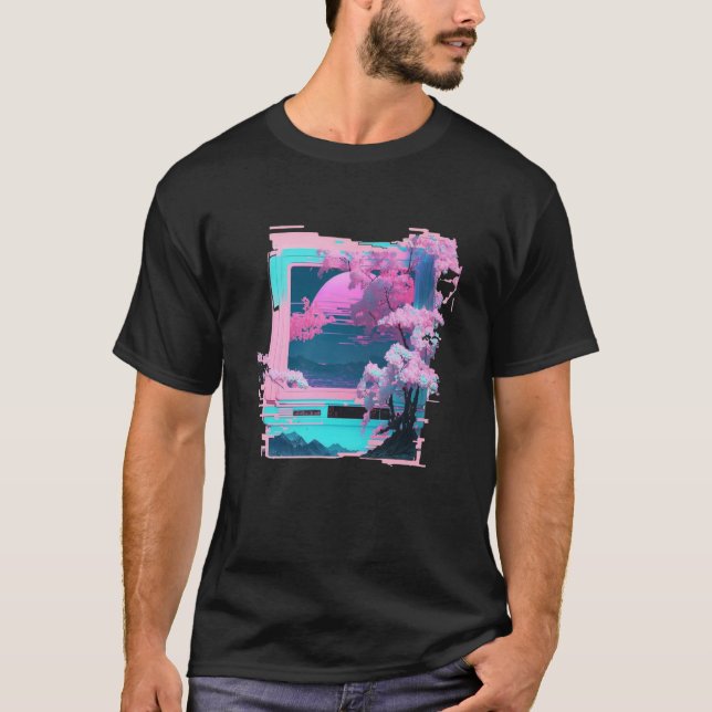 Camiseta Vaperwave Aesthetic Glitch Retrowave Synthwave  7 (Frente)