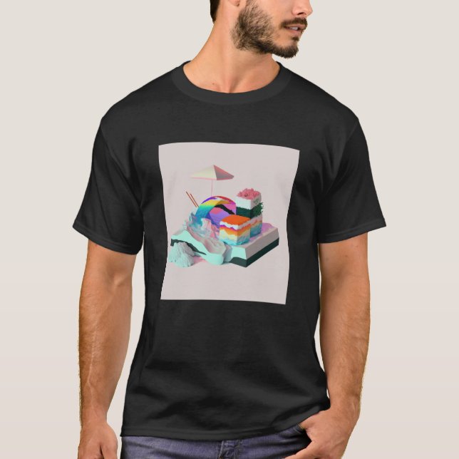 Camiseta Vaperwave Aesthetic Glitch Sushi Retrowave Synthwa (Frente)