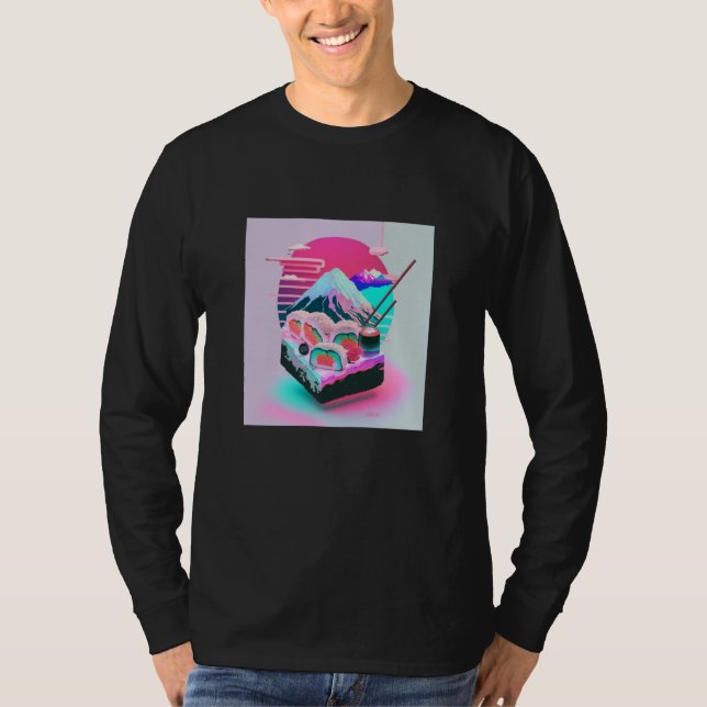 Camiseta Vaperwave Aesthetic Glitch Sushi Retrowave Synthwa (Frente)