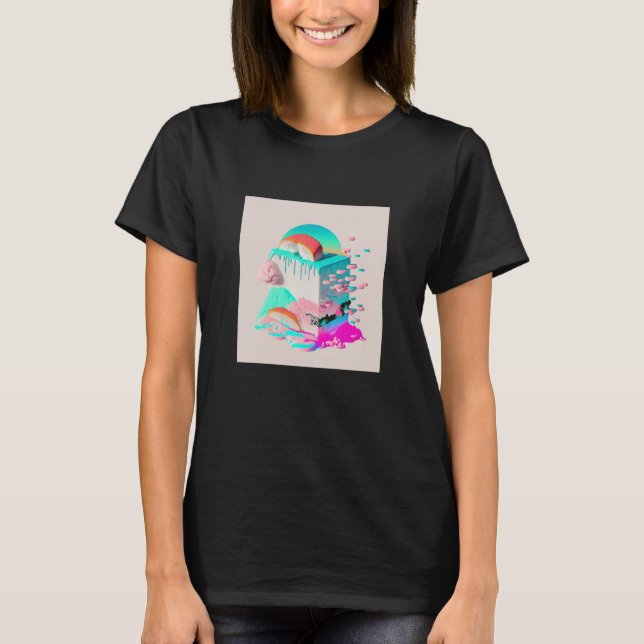 Camiseta Vaperwave Aesthetic Glitch Sushi Retrowave Synthwa (Frente)
