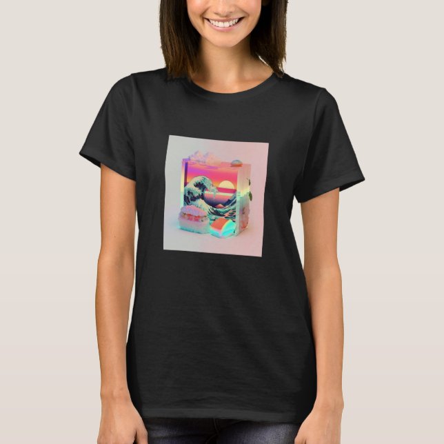 Camiseta Vaperwave Aesthetic Glitch Sushi Retrowave Synthwa (Frente)