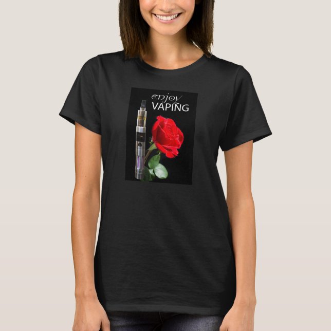 Camiseta Vaping e flor de rosa (Frente)