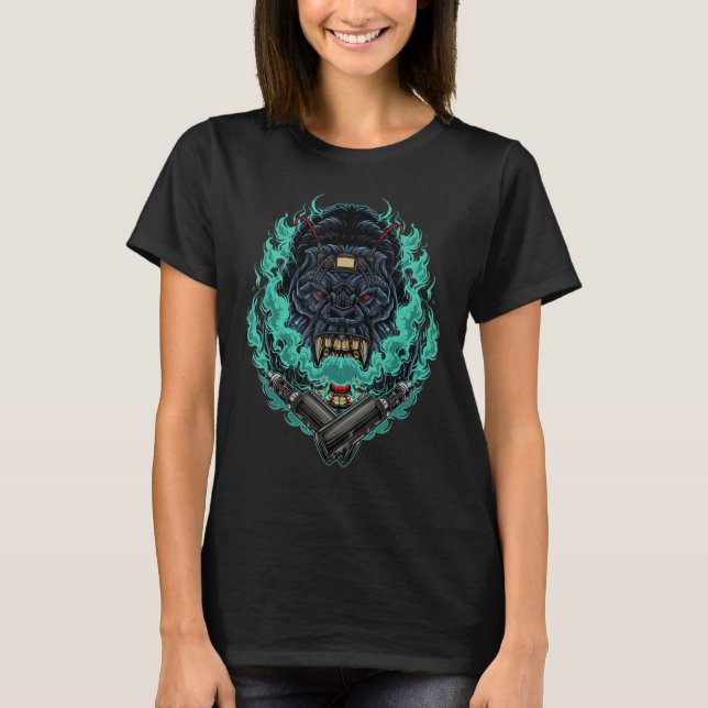 Camiseta Vaping Gorilla Trendy Humor Bonito Incrível (Frente)