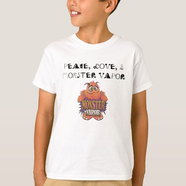 Camiseta vapor do monstro, PAZ, AMOR, & VAPOR do MONSTRO (Frente)