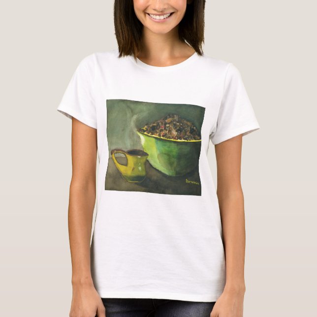 Camiseta Vapor na manhã da taça de café (Frente)