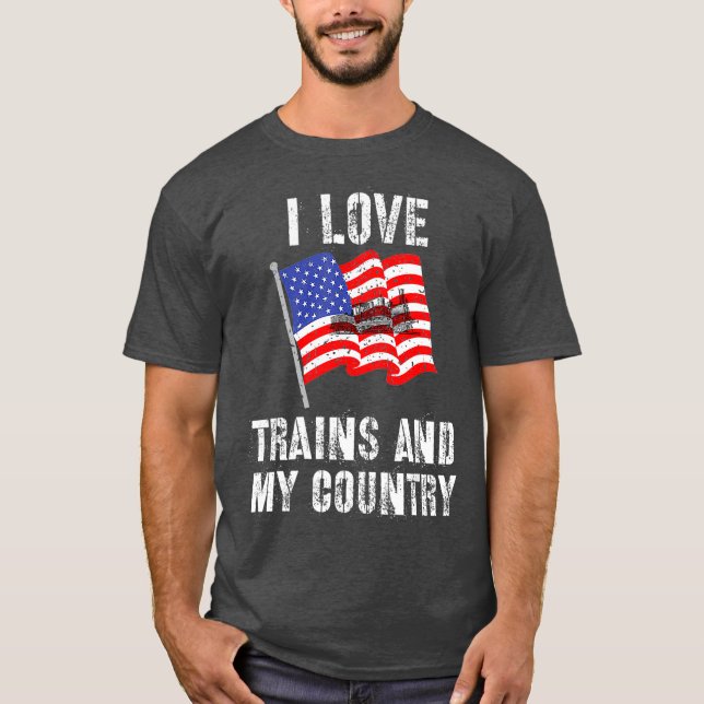 Camiseta Vapor Train American Flag USA For Men Model (Frente)