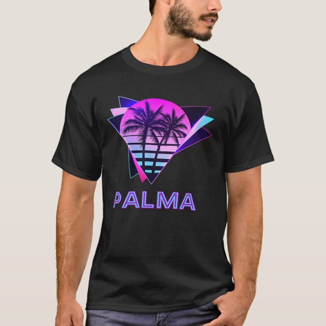 Camiseta Vaporware Palm Tree Retro Vaporware para Espanha P (Frente)
