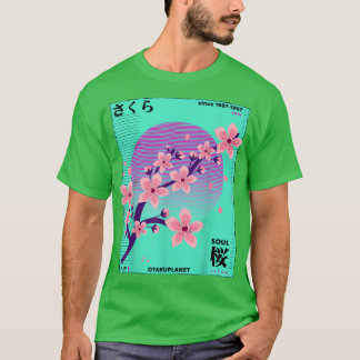 Camiseta Vaporwave 90s Cherry Blossoms Retro Japonês Grung