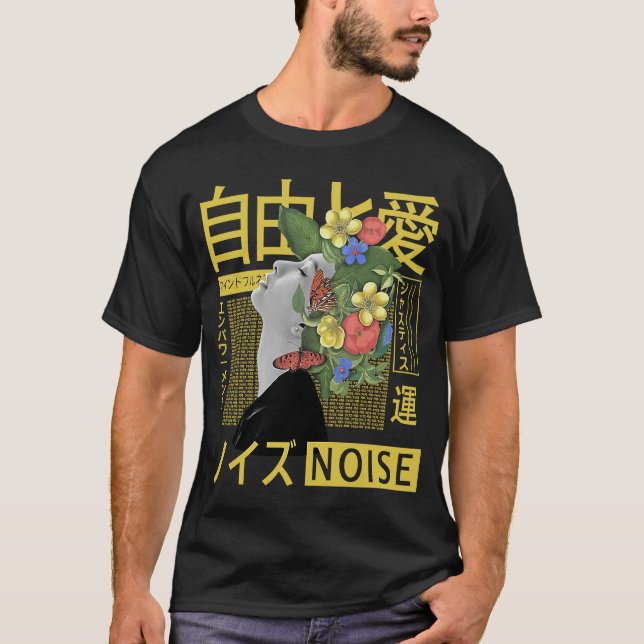 Camiseta Vaporwave Aestética Japonesa Flor Coreana Botão (Frente)