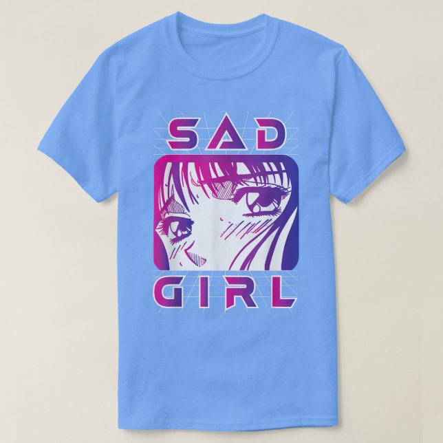 Camiseta Vaporwave Aestética Sad Girl Retro Eboy Egirl Anim (Frente do Design)