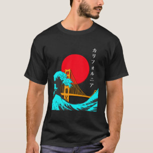 Camiseta Vaporwave Aestético Japonês Escrevendo Tea Ouro Ga