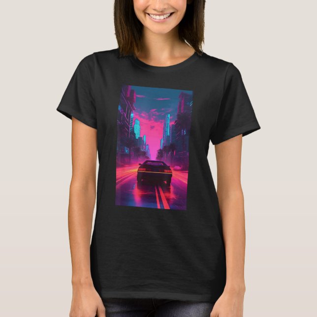 Camiseta Vaporwave Aesthetic Outrun Synthwave Retrowave (Frente)