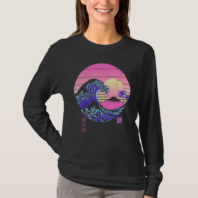 Camiseta Vaporwave Aesthetic Wave Off Kanagawa Japanese Ret (Frente)