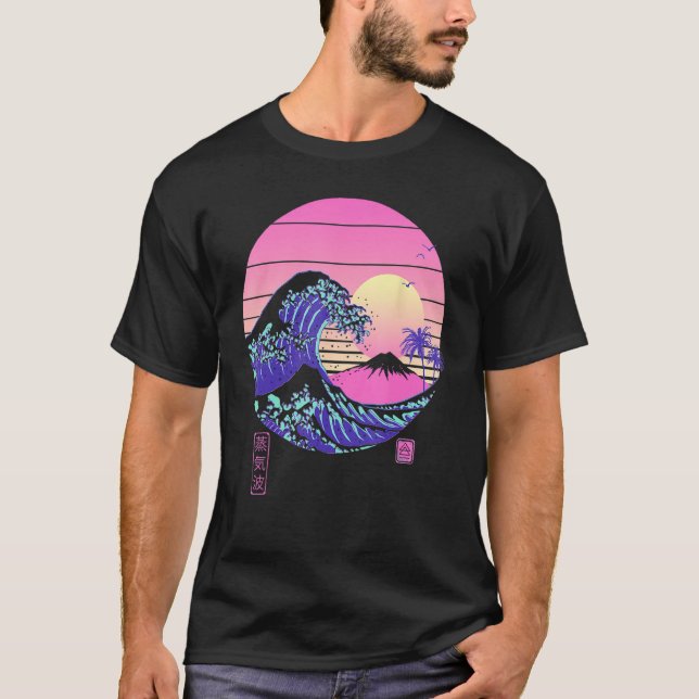 Camiseta Vaporwave Aesthetic Wave Off Kanagawa Japanese Ret (Frente)