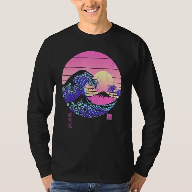 Camiseta Vaporwave Aesthetic Wave Off Kanagawa Japanese Ret (Frente)