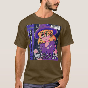Camiseta Vaporwave Anime Girl Aestética dos anos 80, bruxa 