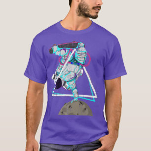 Camiseta Vaporwave Art Skateboarder Moon Landing Synwave