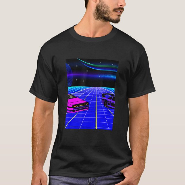 Camiseta Vaporwave Car Synthwave Cidade Vaporwave Aestético (Frente)