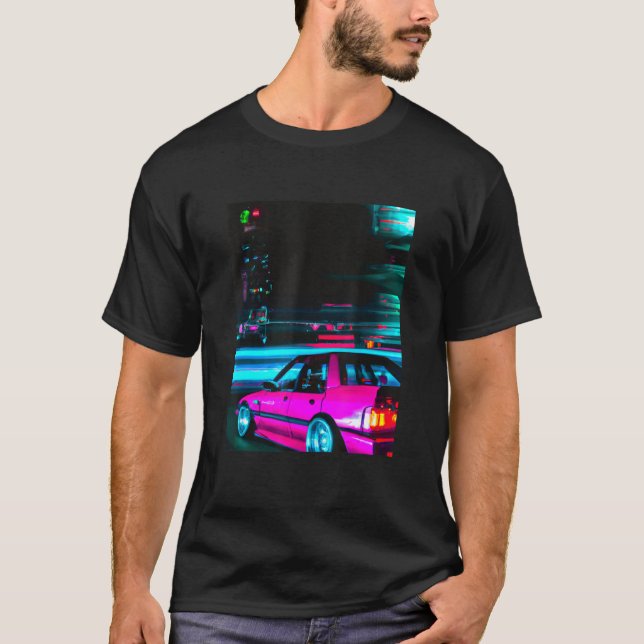 Camiseta Vaporwave Car Synthwave Cidade Vaporwave Aestético (Frente)