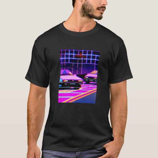 Camiseta Vaporwave Car Synthwave Cidade Vaporwave Aestético (Frente)