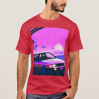 Camiseta Vaporwave Car Synthwave Sunset girl retro funny