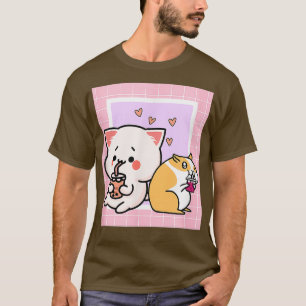 Camiseta Vaporwave Cat hamster 90 Japonês Kawaii Milk