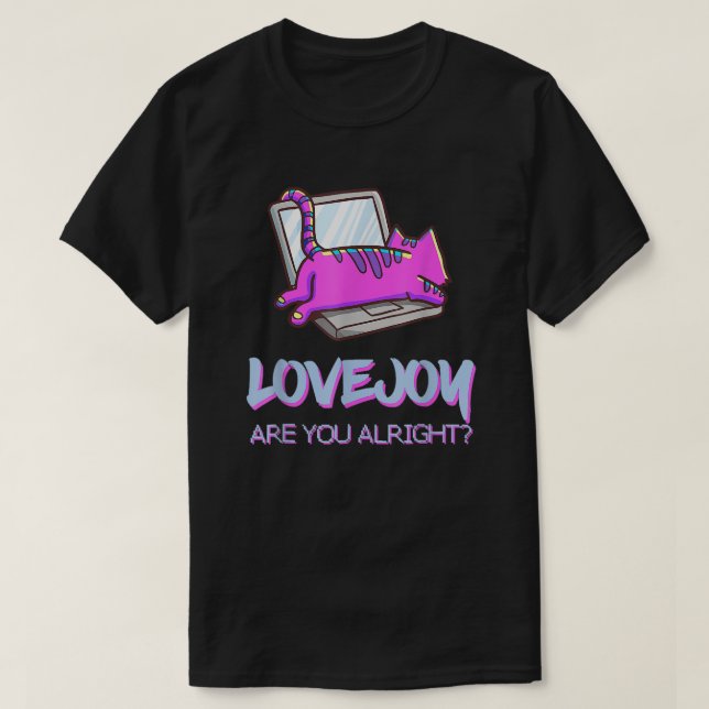 Camiseta Vaporwave Cat on Laptop Design (Frente do Design)