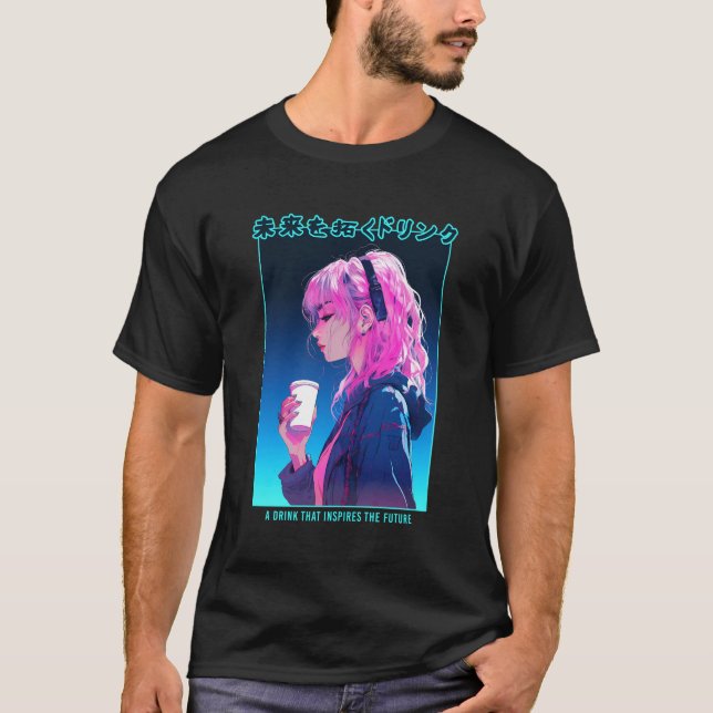 Camiseta Vaporwave Cyber Anime Girl Japonês Aestético Punk (Frente)