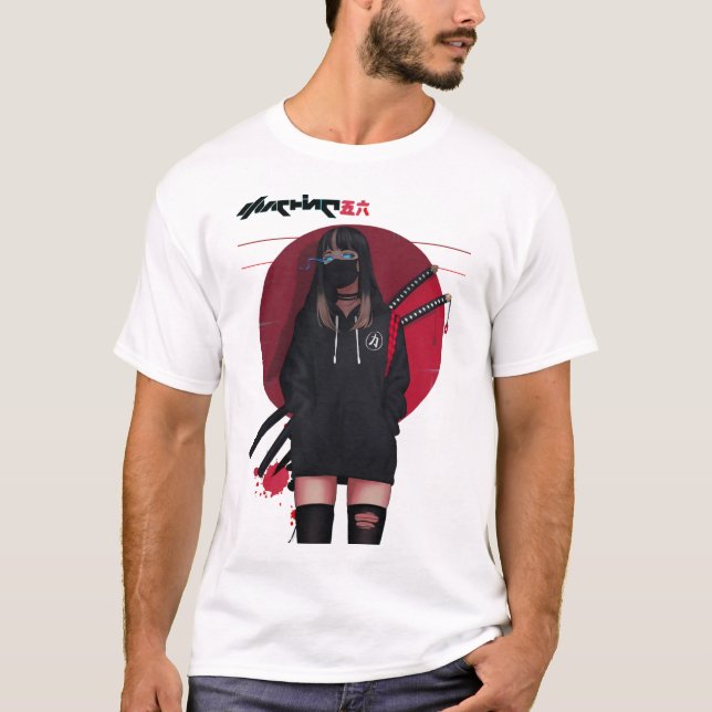 Camiseta Vaporwave Cyberpunk Samurai Cool Girl  (Frente)