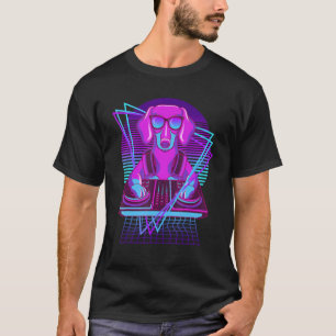 Camiseta Vaporwave Dachshund DJ Turntable Sunglass Dachshun