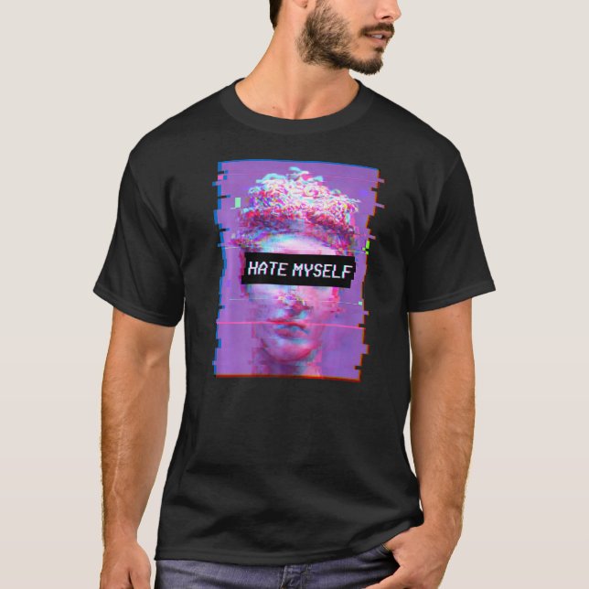 Camiseta Vaporwave David Statue Sad Aestic Art Hate Myse (Frente)