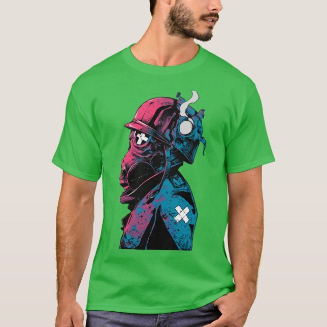 Camiseta Vaporwave Gas Mask Streetwear Urban Style friends  (Frente)