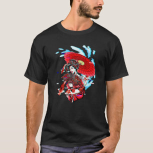 Camiseta Vaporwave Geisha Japonesa Carpa Koi Geiko Estética
