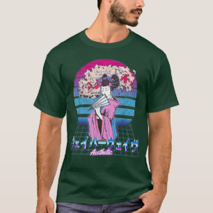 Camiseta Vaporwave Japan Sakura Blossoms Geisha Pastel A