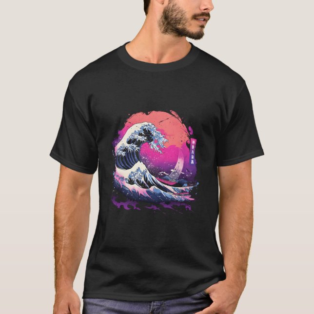 Camiseta Vaporwave Japanese Kanagawa Wave Big Wave Novelty (Frente)