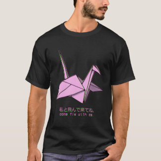 Camiseta Vaporwave Japonês Manga Paper Crane Aestic Lon