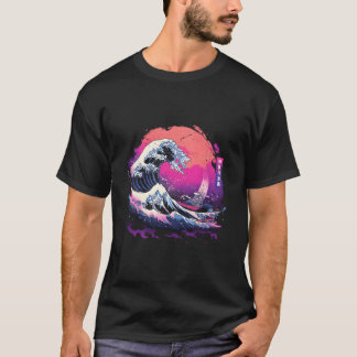 Camiseta Vaporwave Japonês Onda de Kanagawa Onda Grande Nov