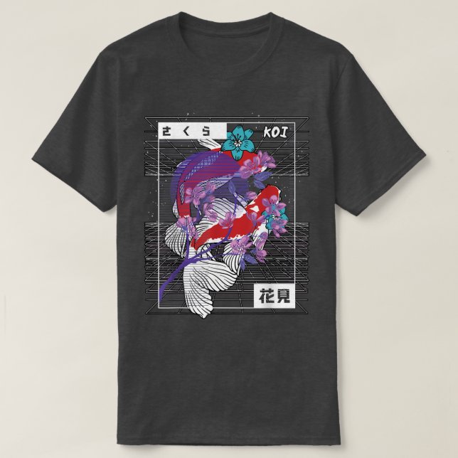 Camiseta Vaporwave Koi Fish Japan Sakura Carp Breeder1344 (Frente do Design)