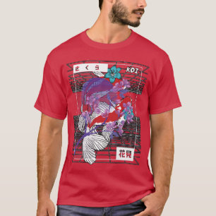Camiseta Vaporwave Koi Fish Japão Sakura Criador de Carpas