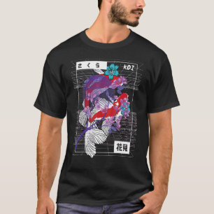 Camiseta Vaporwave Koi Fish Japão Sakura Criador de Carpas