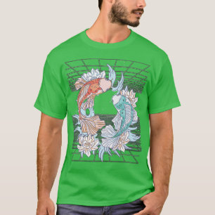 Camiseta Vaporwave Koi Fish Japão Sakura Criador de Carpas