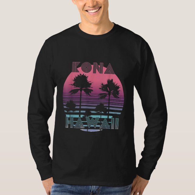 Camiseta Vaporwave Kona Hawaii Sunset Sun Surf Throwback Re (Frente)