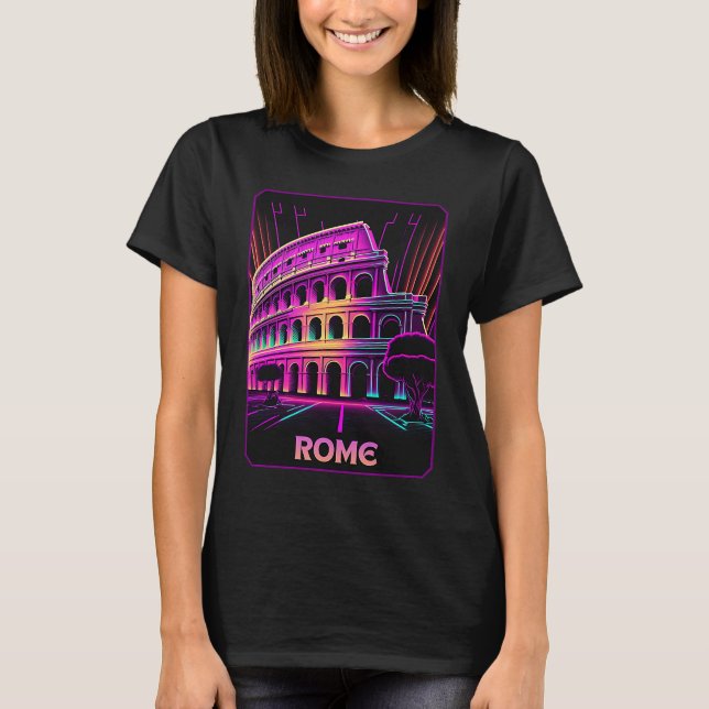 Camiseta Vaporwave O Colosseum Roma Itália Retrocede 80 (Frente)
