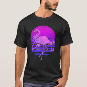 Camiseta Vaporwave Palm Trees Rosa Flamingo 80s Art Tropica