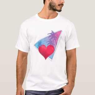 Camiseta Vaporwave Palm Trees Tropical Heart Love Heart