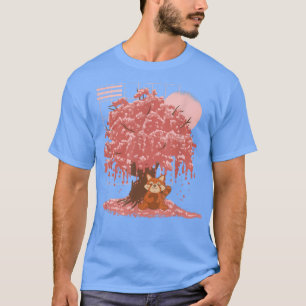 Camiseta Vaporwave Red Panda e Sakura Japonês Cherry Blo