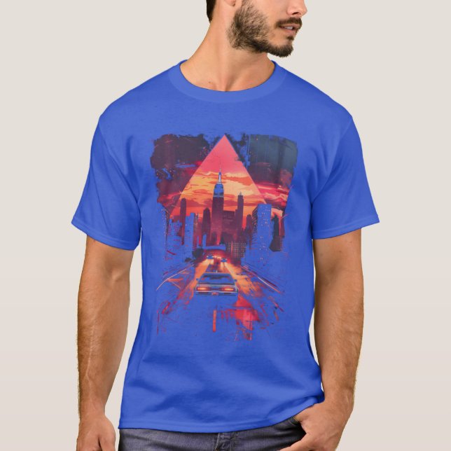 Camiseta Vaporwave Retro Car City Synthwave 80s 90s friend  (Frente)