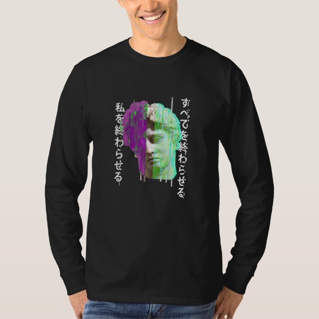 Camiseta Vaporwave retrowave sintetizada estátua grega Glit (Frente)